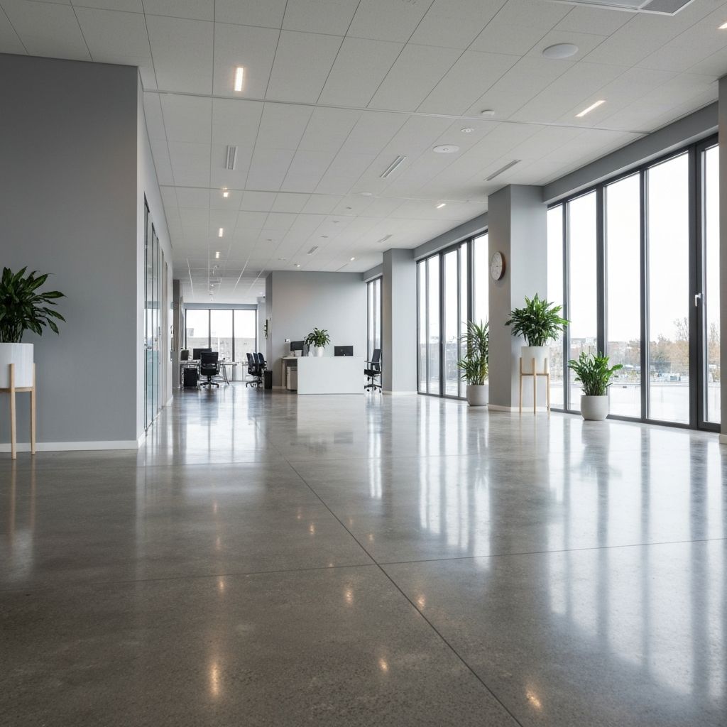 Modern office with polished concrete